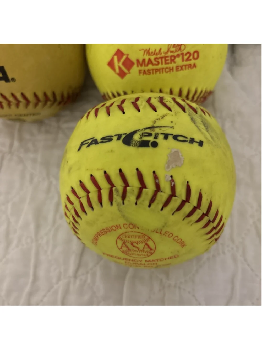 Lot Of 3 Fastpitch Softballs Wilson & Worth